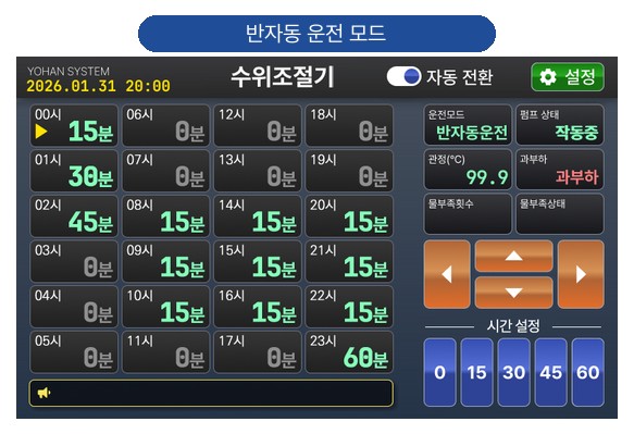 반자동 운전 모드 화면